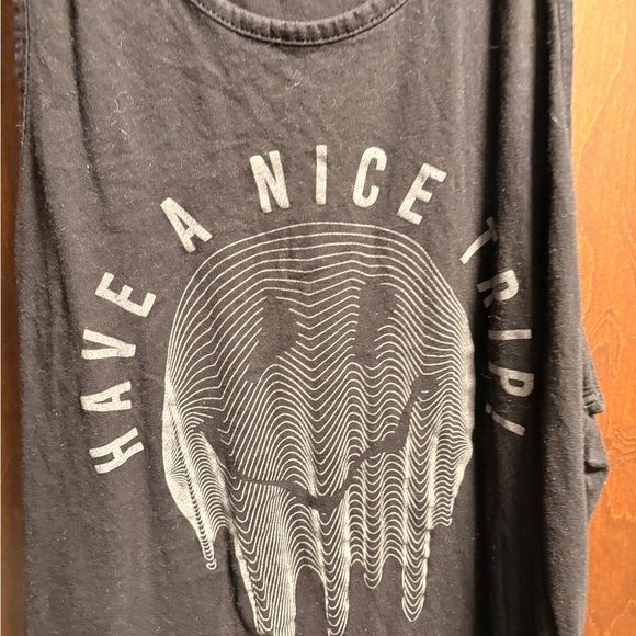 Other - Have A Nice Trip Skull Graphic Tee - Black with White Print